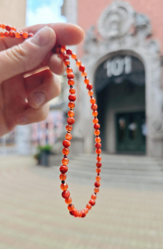 Terracotta oranžas perlamutra un ahātu krelles