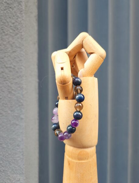 Ametista, kvarca un koku bumbiņu aproce